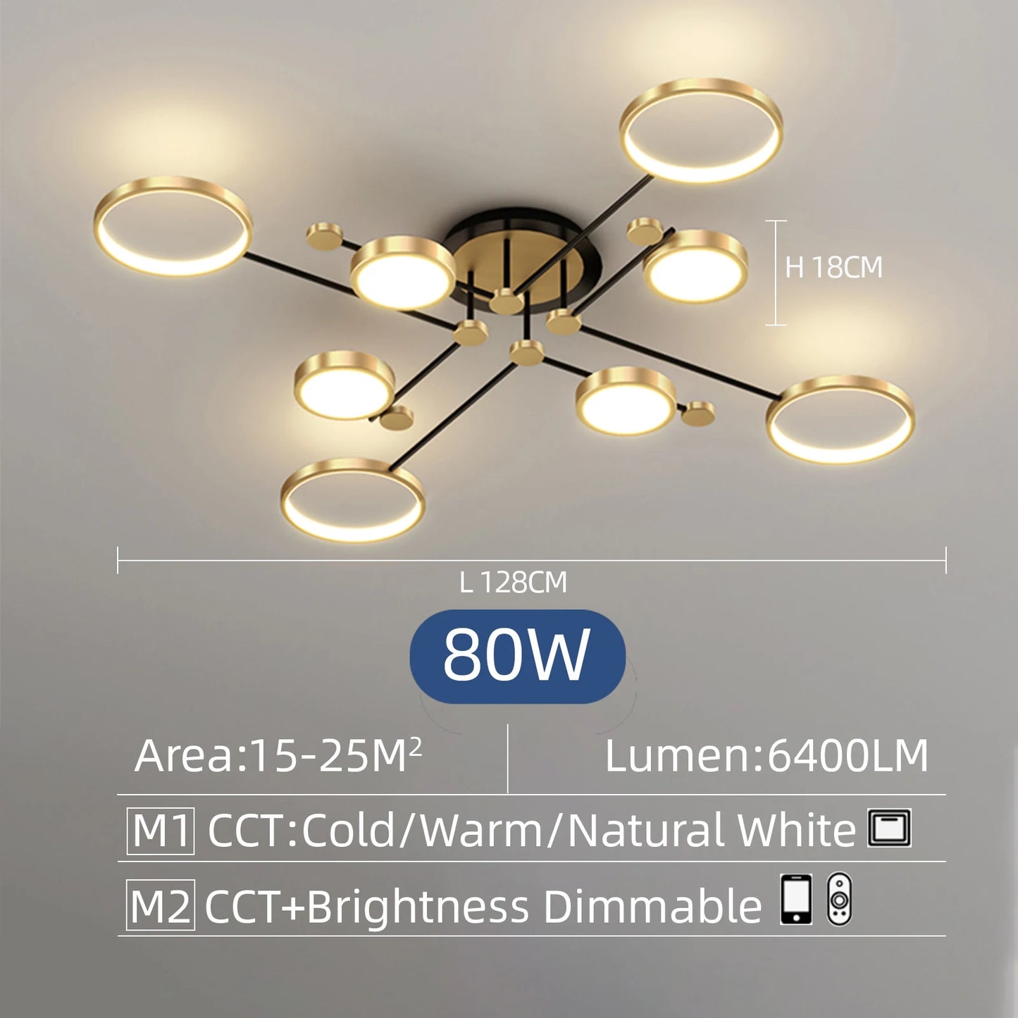 Auriane Nordic Gold Black LED Ceiling Pendant Light