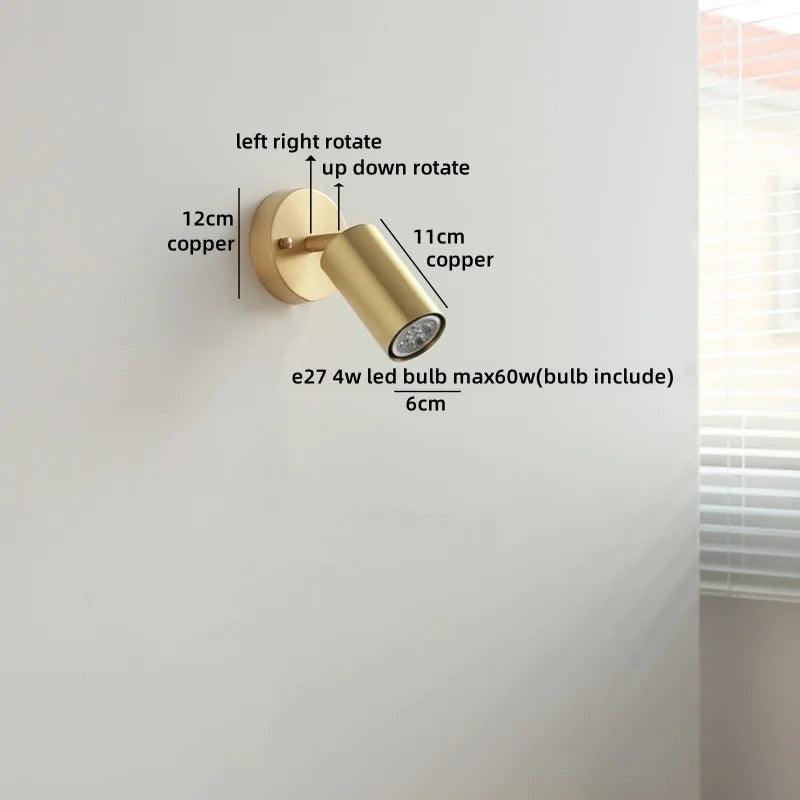 Camille Gold Copper Walnut LED Wall Lamp Japan Style