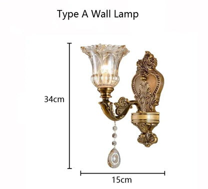 Élise Retro Crystal Glass Wall Lamp E14 European Sconce Light