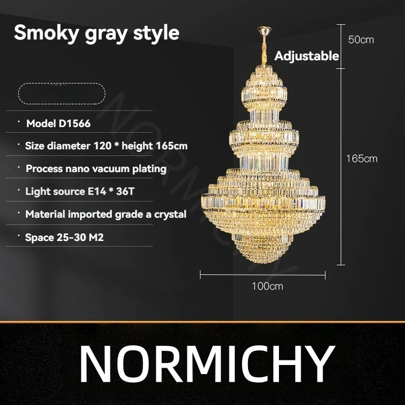 Luxury Hollow Crystal Pendant Chandelier for Villa and Hotel Lobby
