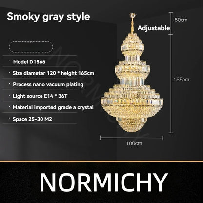 Luxury Hollow Crystal Pendant Chandelier for Villa and Hotel Lobby
