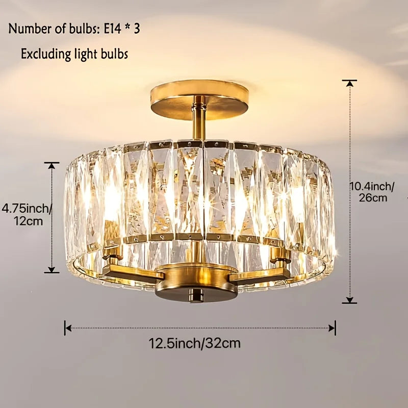 Sophie Round Crystal Semi-Flush Gold Ceiling Light Modern