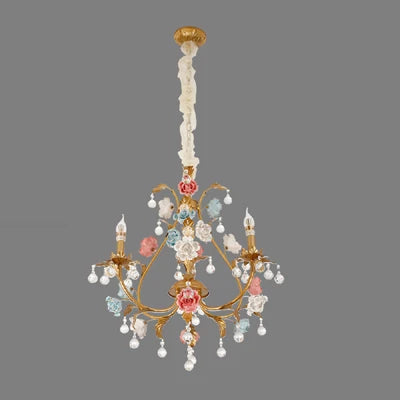 Sophie Multicolor Floral Crystal LED Chandelier Dining Room Light