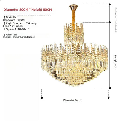 Hollow Crystal Chandelier for Duplex Hall and Staircase Lighting