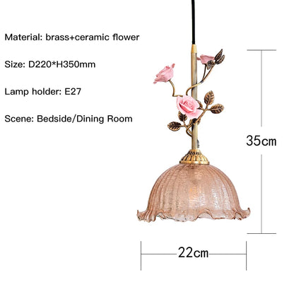 Élise Vintage French Rose Copper Pendant Ceiling Light