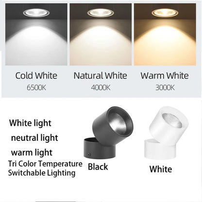 Camille Foldable LED Rotatable Ceiling Spotlight 3-Color Modern