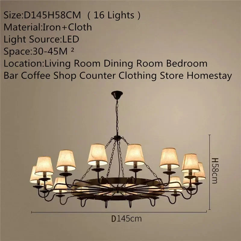Camille Vintage Crystal Industrial Chandelier Ceiling Light
