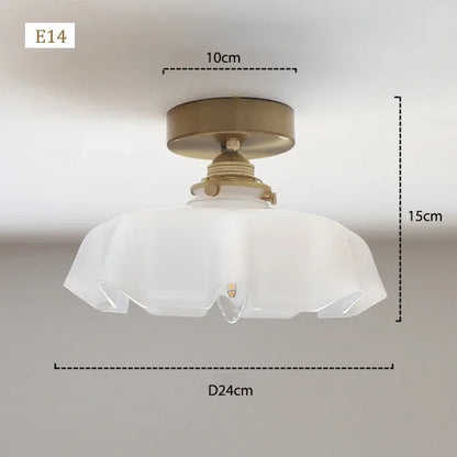 Élodie French Glass Pendant Light Nordic Brass Ceiling