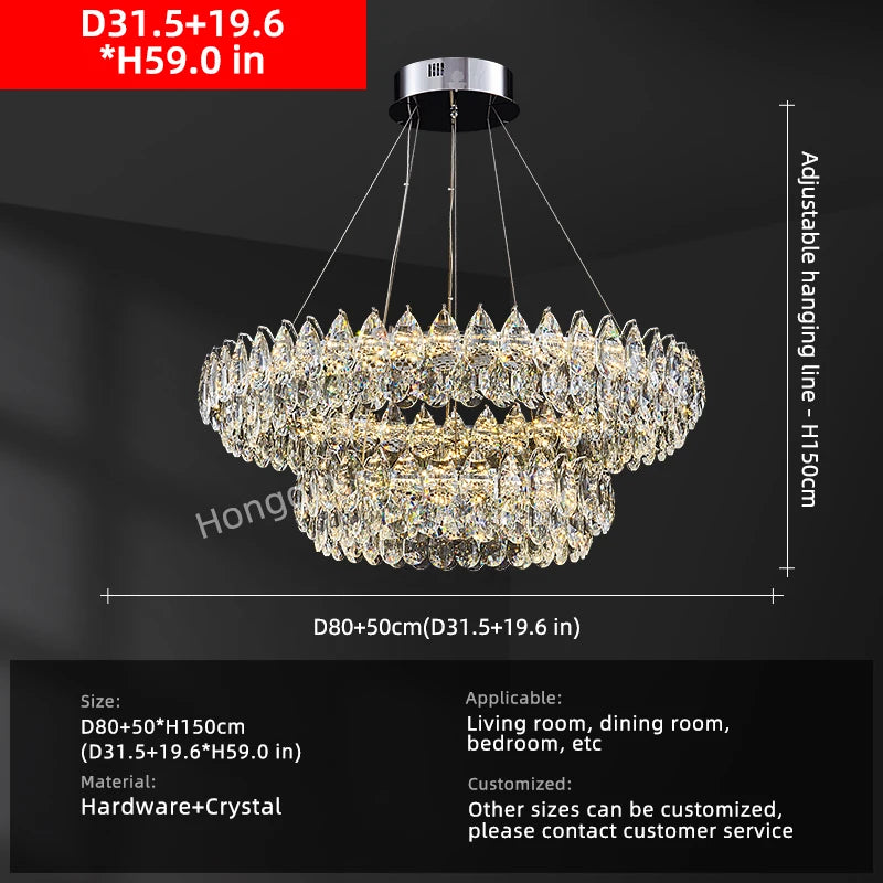Geneviève Crystal Halo LED Pendant Chandelier