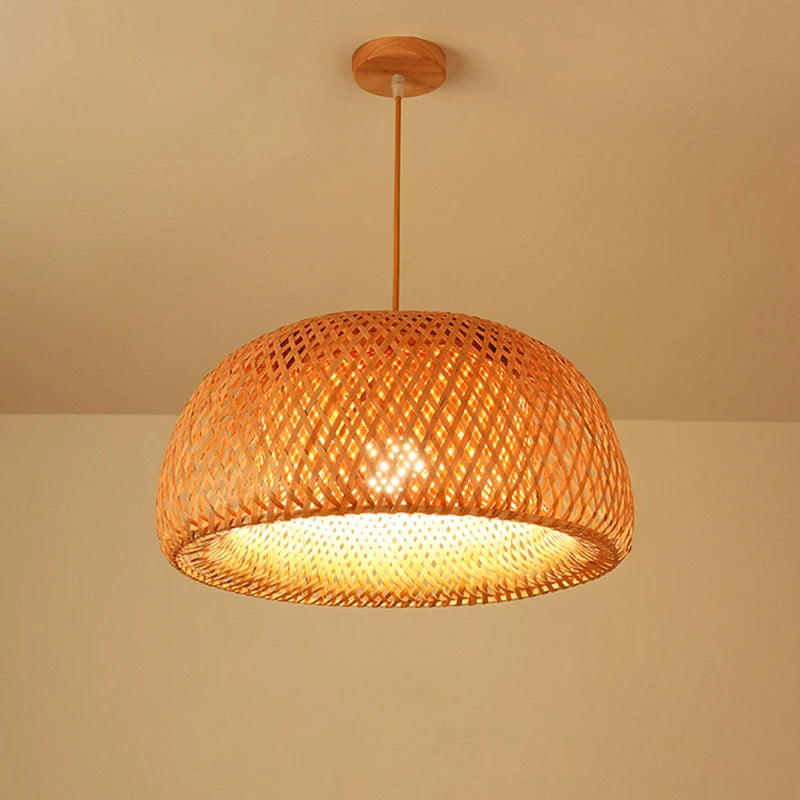 Élise Bamboo Hand-Knitted Pendant Lamp E27 Japanese Style Light