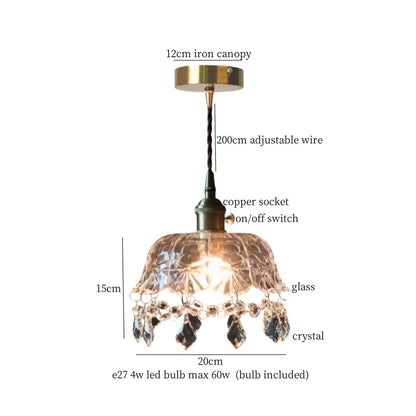 Élise Vintage Cracked Glass Copper LED Pendant Lamp Loft Style