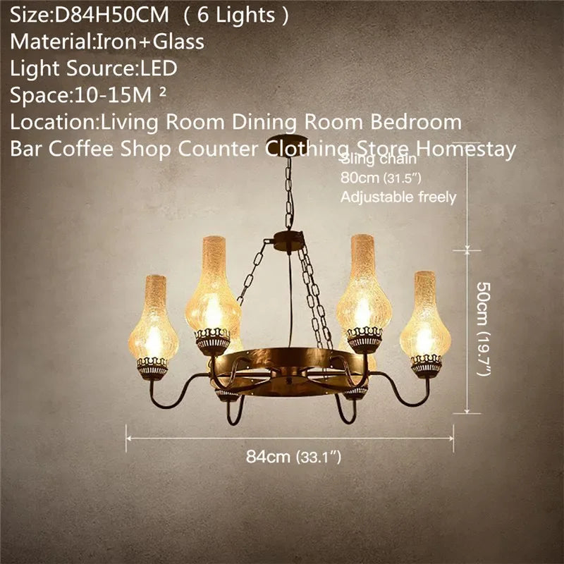 Camille Vintage Crystal Industrial Chandelier Ceiling Light