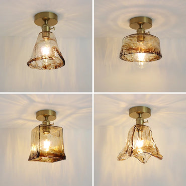 Éloise Amber Glass Copper Ceiling Light