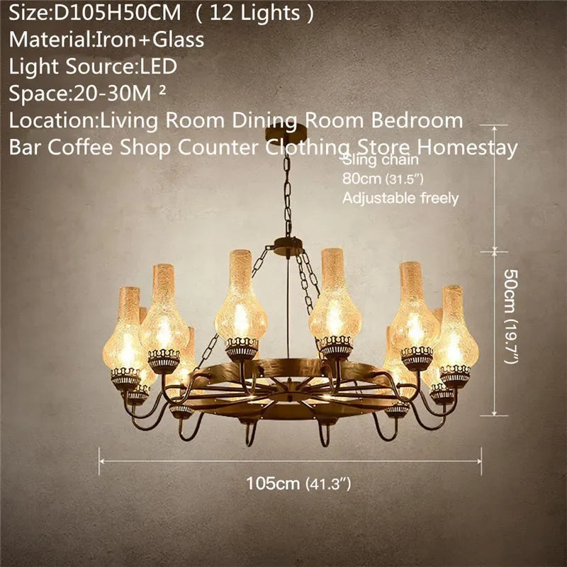 Camille Vintage Crystal Industrial Chandelier Ceiling Light