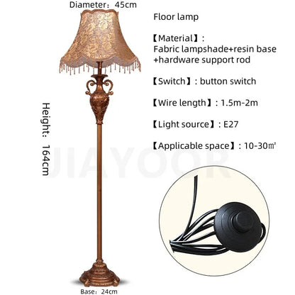 Camille European Luxury Resin LED Floor Lamp Retro Standing Light