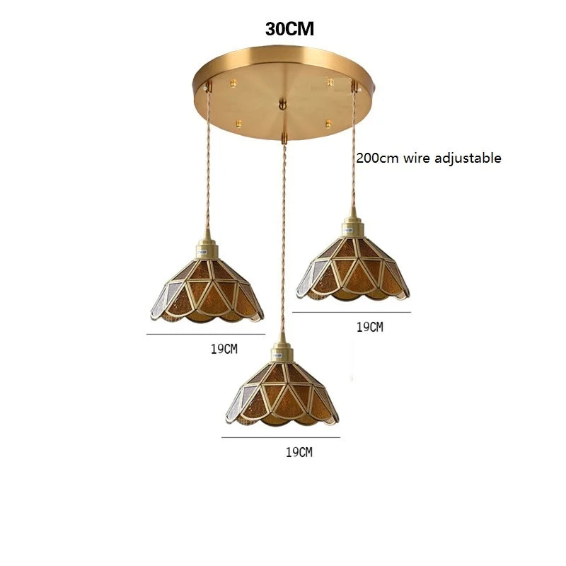 Camille Copper Glass Pendant Light Vintage Style