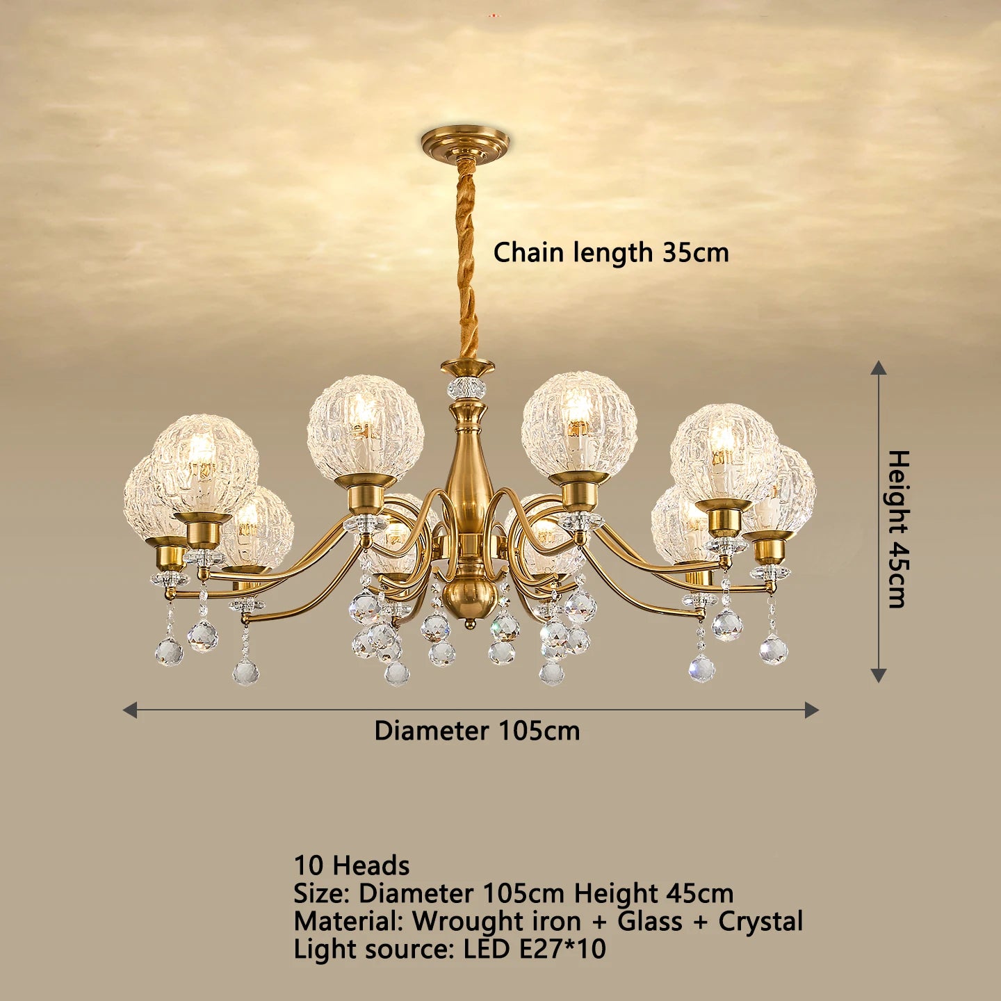 Élise French Crystal Minimalist Glass Flush Chandelier