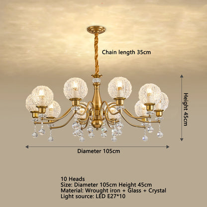 Élise French Crystal Minimalist Glass Flush Chandelier