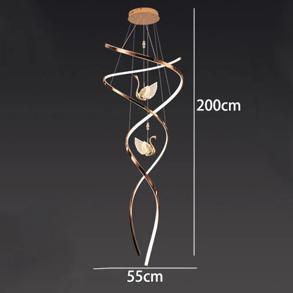 Celestine Spiral Swan LED Staircase Chandelier