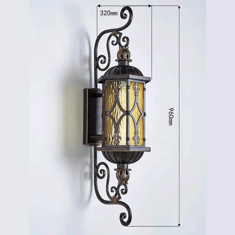 Camille Retro Gold Waterproof Aluminum LED Outdoor Wall Lamp E27