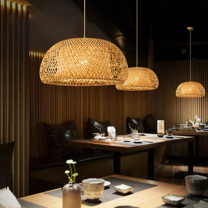 Élise Bamboo Hand-Knitted Pendant Lamp E27 Japanese Style Light