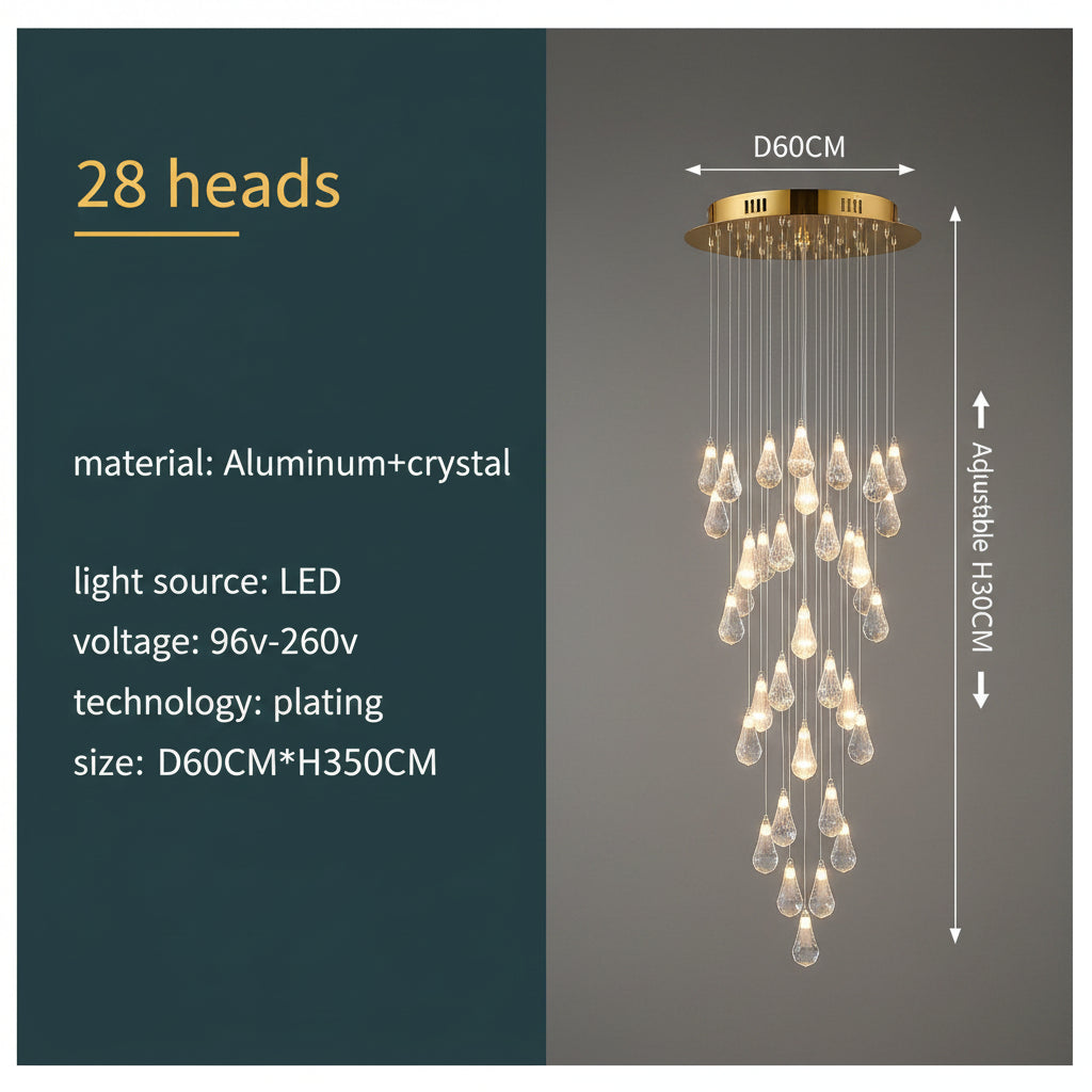 Vivienne Crystal Staircase Pendant Chandelier for Luxury Interiors