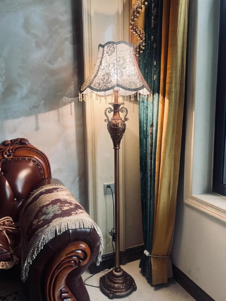 Camille European Luxury Resin LED Floor Lamp Retro Standing Light