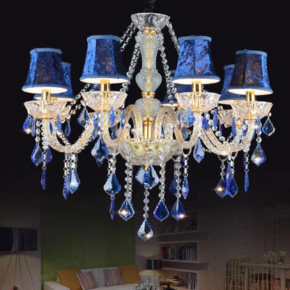 Léa European Blue Crystal Glass Pendant Lobby Chandelier