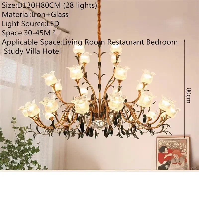 Évelyne Floral Glass Chandelier for Luxury Dining & Lobby Spaces