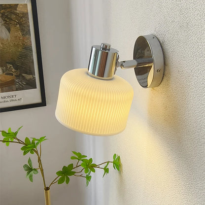 Élodie White Ceramic Iron LED Wall Lamp Switch Nordic