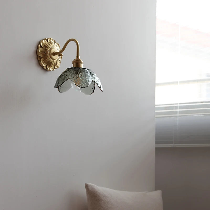 Isabelle Glass Flower Brass Wall Light