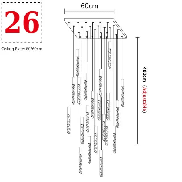 Sophie Spiral Crystal LED Staircase Chandelier