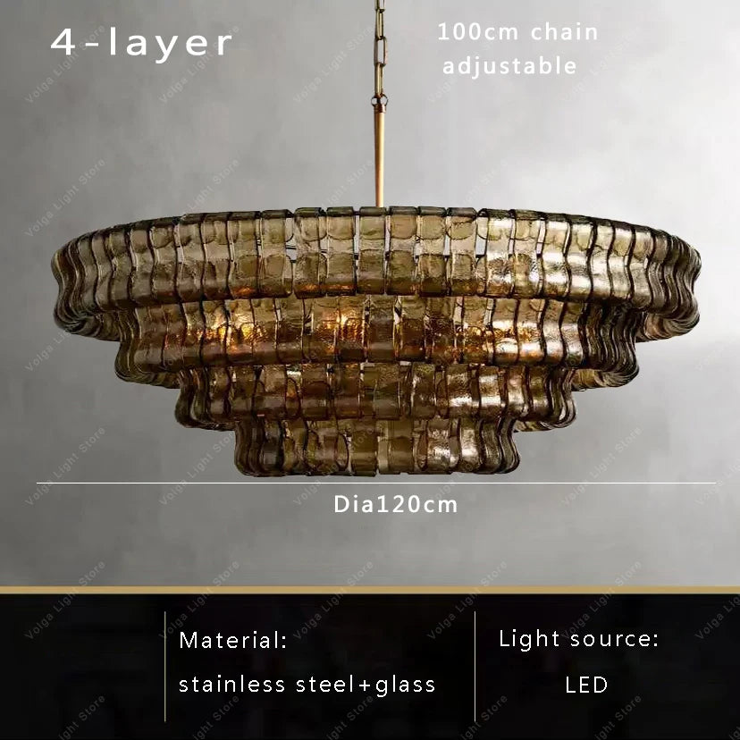 Gray Glass Round Ceiling Chandelier