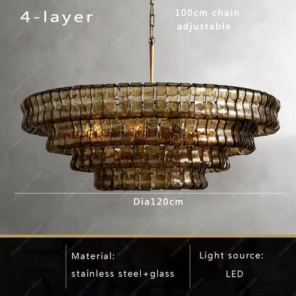 Gray Glass Round Ceiling Chandelier