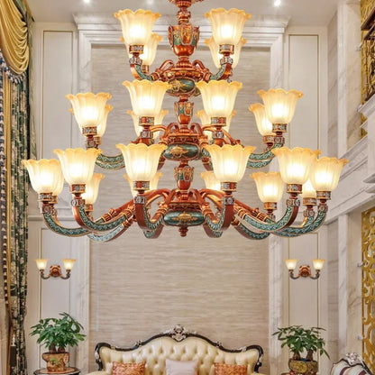 European Luxury Living Room Chandelier American Retro Restaurant  Villa Hotel Western Restaurant Cafe Pendent Lamp