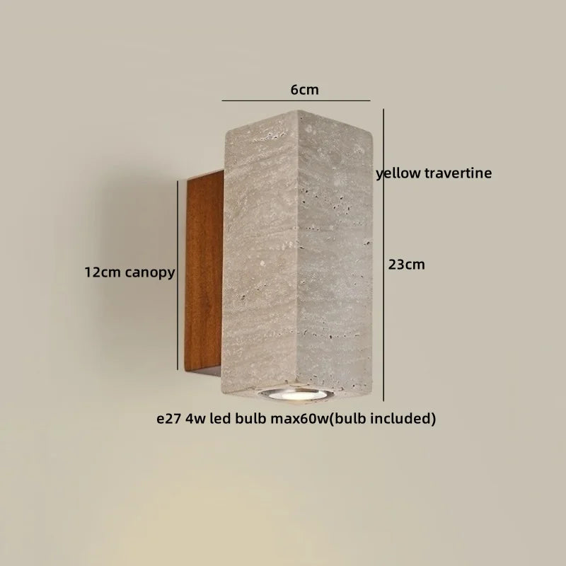Élise Yellow Travertine LED Wall Lamp Japan Style Luxury