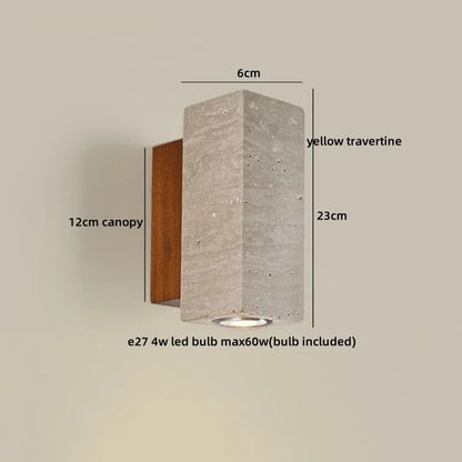 Élise Yellow Travertine LED Wall Lamp Japan Style Luxury