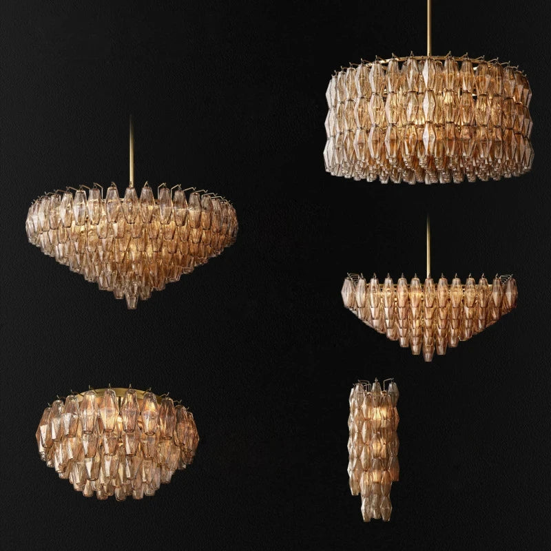 Retro Champagne Pendant Light for Large Living Room Lighting