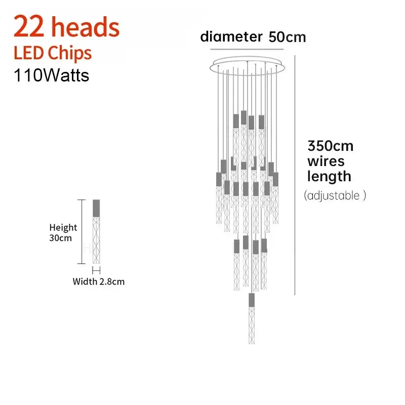 Sophie Spiral Crystal LED Staircase Chandelier