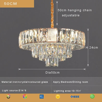 Geneva Luxury Crystal Pendant Chandelier for Dining & Living Spaces