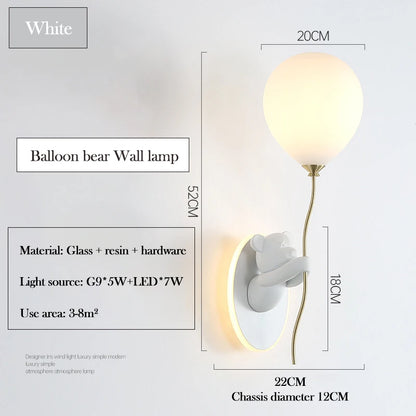 Chloé Balloon Bear LED Wall Lamp Kids Room Princess Style