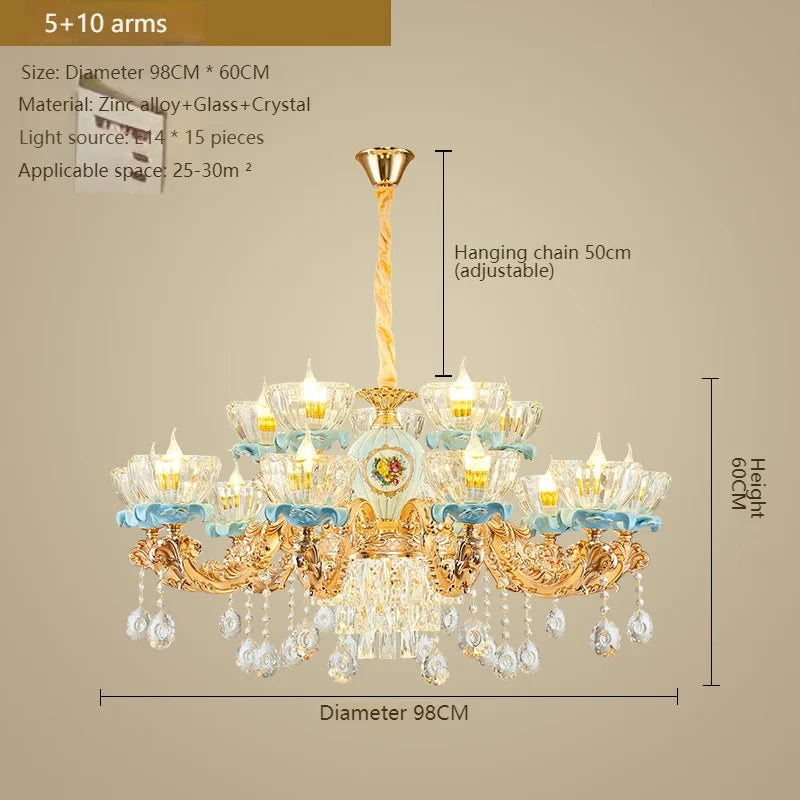 French Crystal Chandelier Light for Villa Living and Dining Room