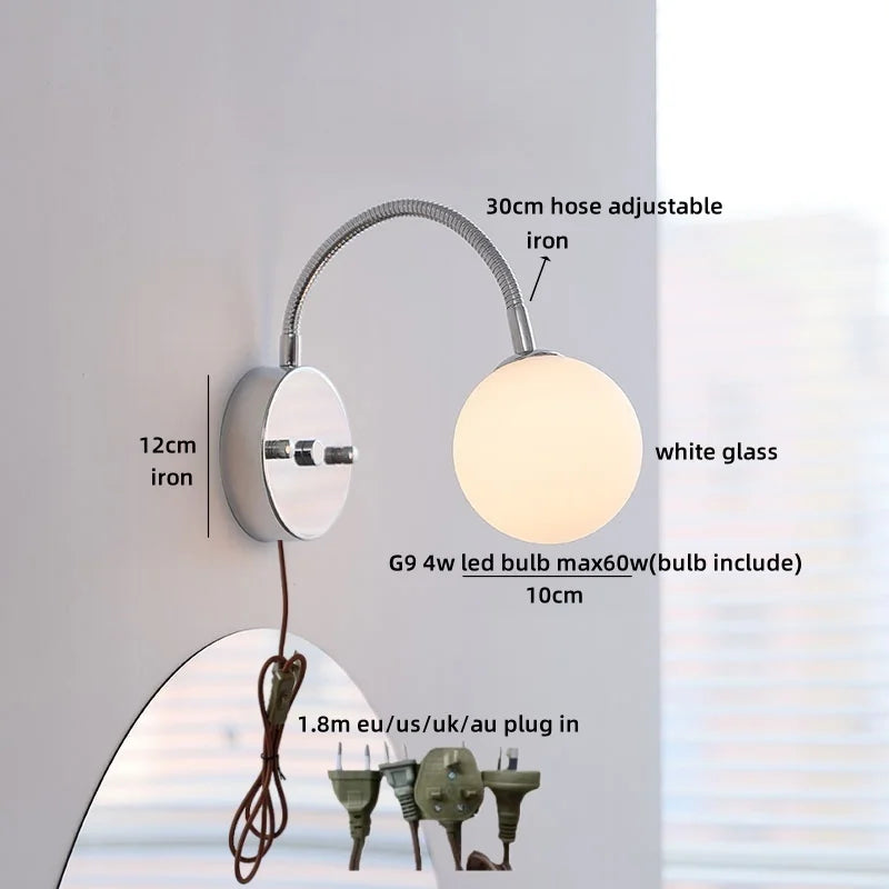 Sophie Silver Glass Ball Wall Light
