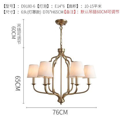 Éloise Retro Iron Fabric Shade Chandelier Ceiling Light