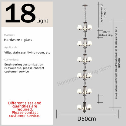 Isabelle Nordic Glass Stair Pendant Chandelier