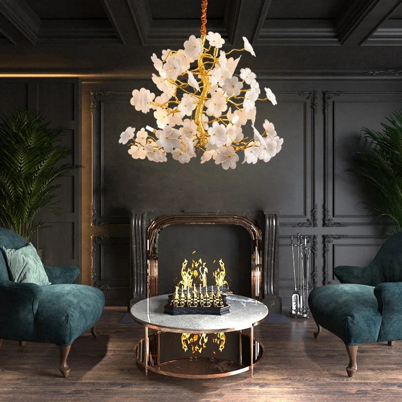Aurélie Bloom Petal Chandelier Luxury Gold Ceiling Pendant Light