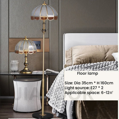 Camille European Copper LED Floor Lamp Retro Standing Light