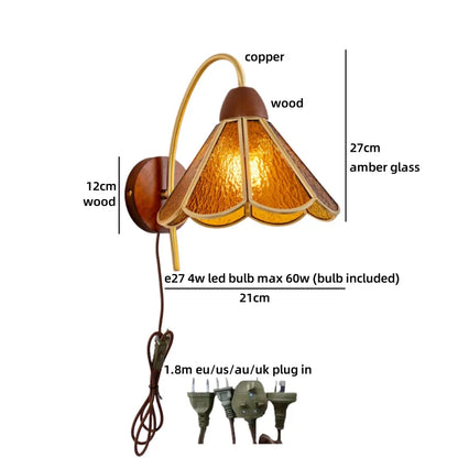Sakura White Ceramic Walnut Wood LED Wall Lamp Japan Style
