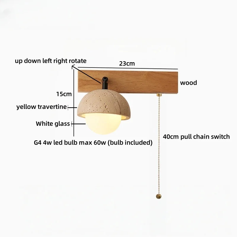 Élodie Travertine Glass Wall Sconce Lamp