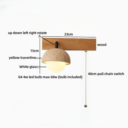 Élodie Travertine Glass Wall Sconce Lamp